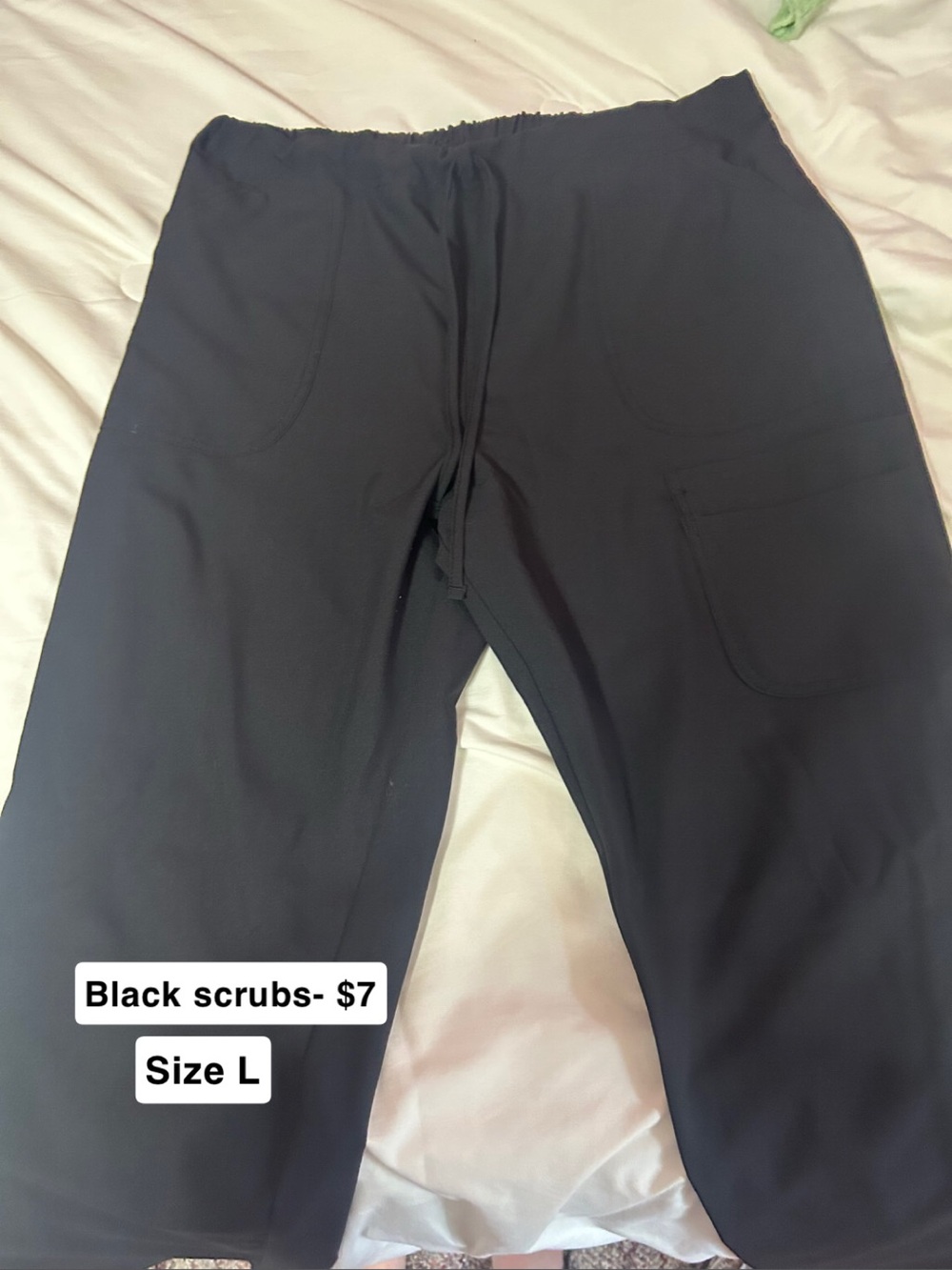 Black Scrub Pants with Elastic Waist